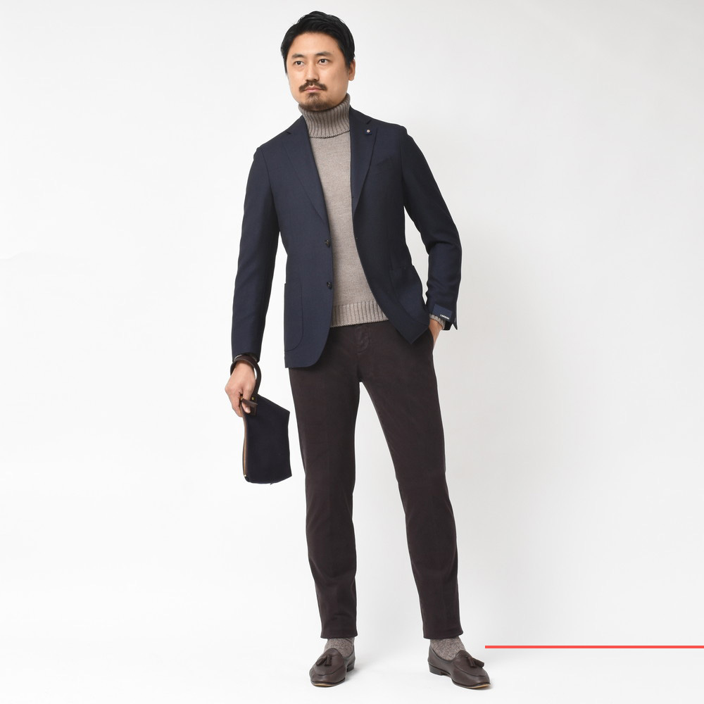 新作最安値 LARDINI / ラルディーニ ホップサック ネイビー ジャケット