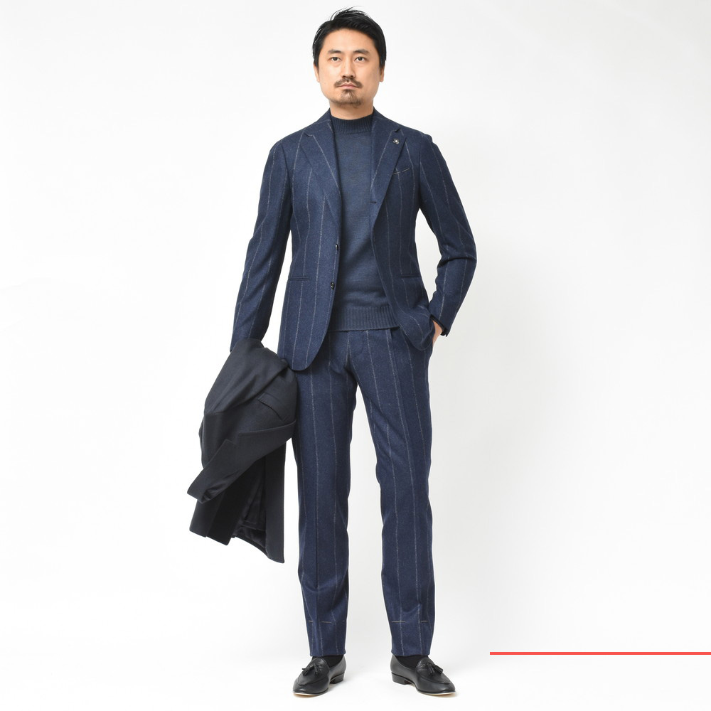 B.R.ONLINE - Style Web Magazine & Online Shop | ビー・アール・オンライン | LARDINI( ラルディーニ)<br>SARTORIAサルトリア ウールフランネルチョークストライプ3B1プリーツスーツ JQ98351W1/ILI53449 17196 B.R.ONLINE - Style Web Magazine & Online Shop | ビー・アール・オンライン | LARDINI( ラルディーニ)<br>SARTORIAサルトリア ウールフランネルチョークストライプ3B1プリーツスーツ JQ98351W1/ILI53449 17196