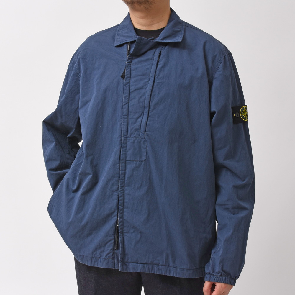 STONE ISLAND ストーンアイランド 20SS ガーメントダイコットンナイロンポプリンジップアップブルゾン ブルー L