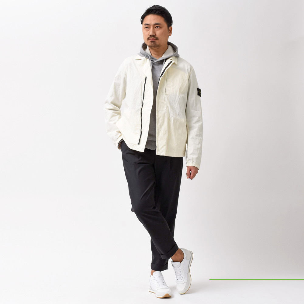 STONE ISLAND ストーンアイランド 20SS ガーメントダイコットンナイロンポプリンジップアップブルゾン ブルー L