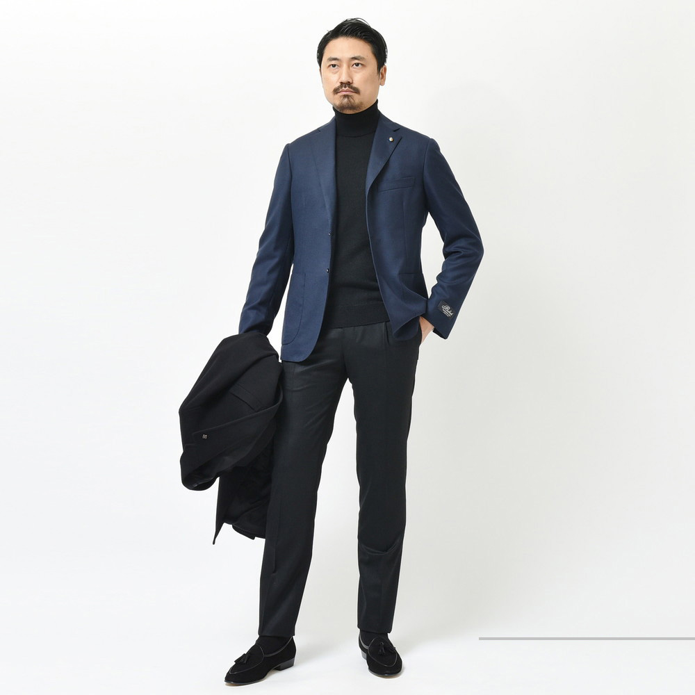 【美品】Belvest ベルベスト メランジ ネップウール アンコン ジャケット