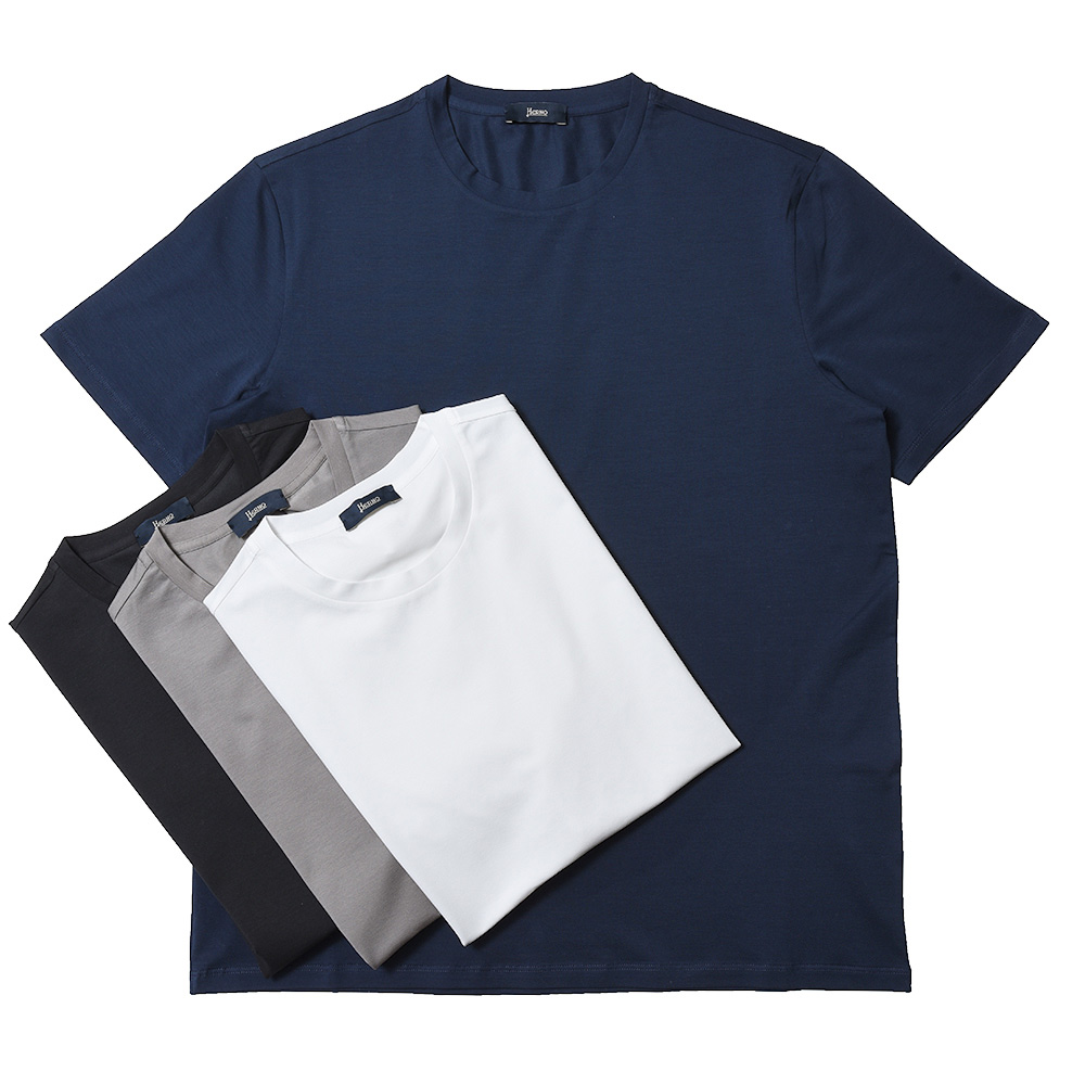 【新品未使用】 HERNO ヘルノ Tシャツ BUBBLE スカーフ SUPERFINE COTTO JG000189D52003 【サイズ42/NAVY】