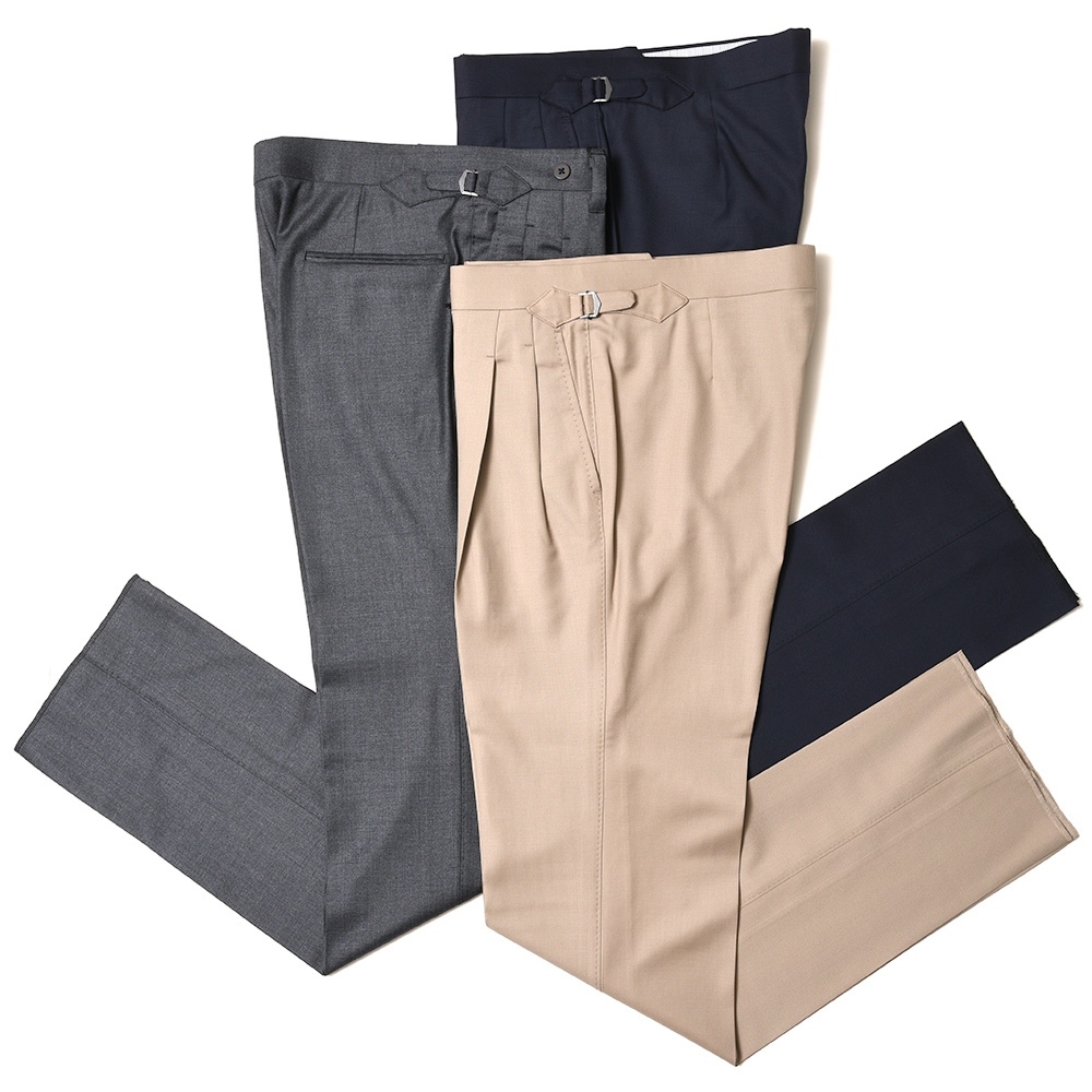 B.R.ONLINE - Style Web Magazine & Online Shop | ビー・アール・オンライン | IGARASHI TROUSERS(五十嵐トラウザーズ)<br>パンツ nonnotte 24SS WIDE TROUSERS<br>ウールサキソニーソリッド2プリーツサイドアジャスターテーパードパンツ 190/188CA B.R.ONLINE - Style Web Magazine & Online Shop | ビー・アール・オンライン | IGARASHI TROUSERS(五十嵐トラウザーズ)<br>パンツ auralee SUPER FINE TROPICAL WOOL SLACKS<br>ウールサキソニーソリッド2プリーツサイドアジャスターテーパードパンツ 190/188CA