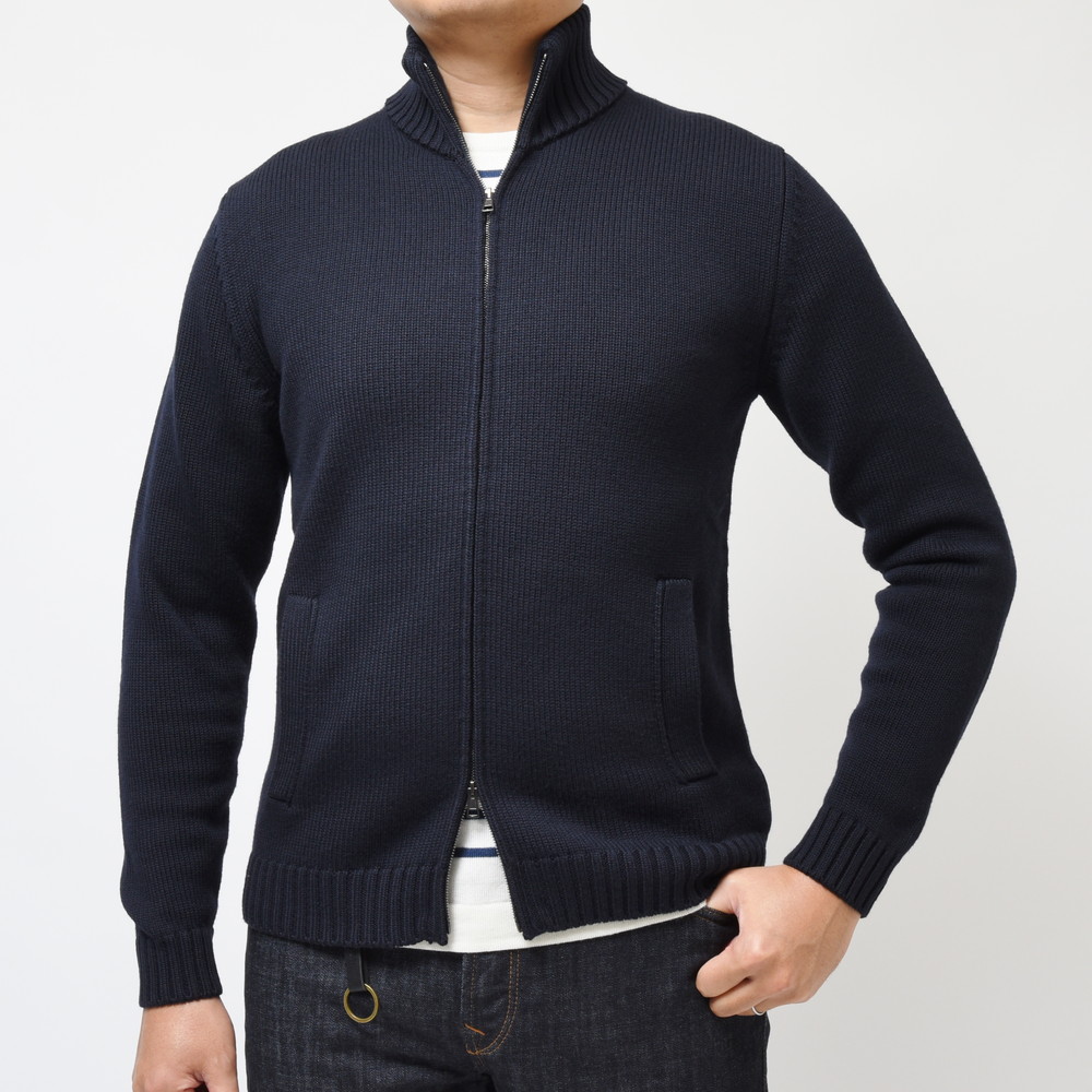 ZANONE 5ゲージソリッドウール ドライバーズニット CHIOTO ZIP-
