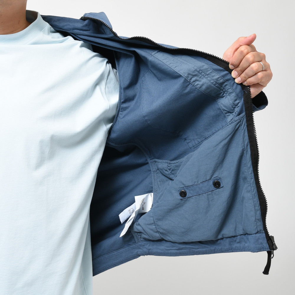 STONE ISLAND スーピマコットンストレッチツイルフーデッドブルゾン