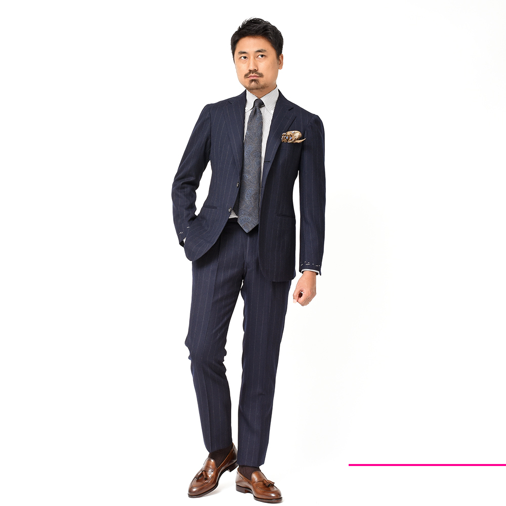 B.R.ONLINE - Style Web Magazine & Online Shop | ビー・アール・オンライン | DALCUORE( ダルクオーレ)<br>ennoy スタイリスト私物 ナイロンジャケット2023 L<br>ウール サキソニー チョークストライプ 1プリーツ シングル3Bスーツ B.R.ONLINE - Style Web Magazine & Online Shop | ビー・アール・オンライン | DALCUORE( ダルクオーレ)<br>スーツ ennoy<br>ウール サキソニー チョークストライプ 1プリーツ シングル3Bスーツ
