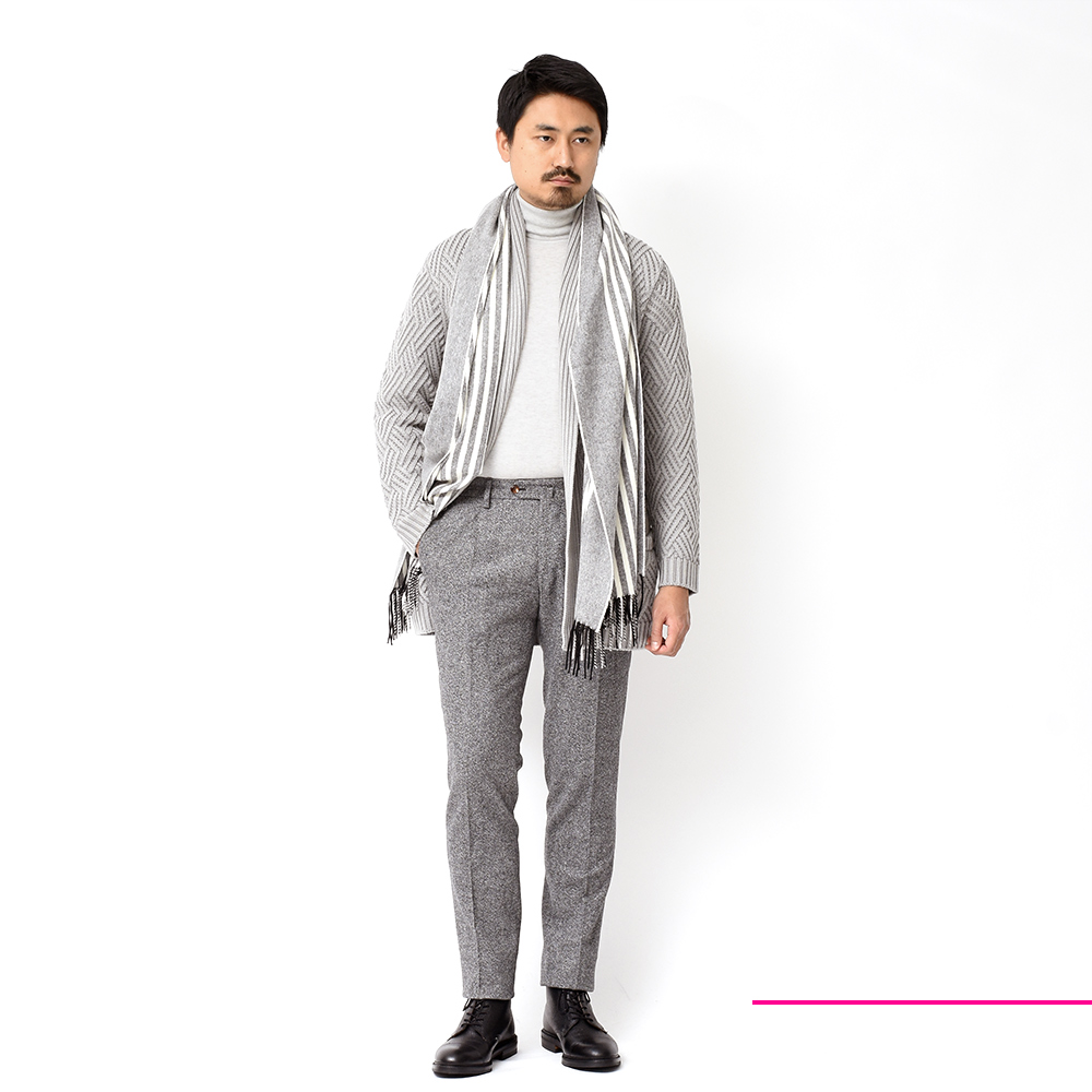 B.R.ONLINE - Style Web Magazine  Online Shop | ビー・アール・オンライン | LARDINI( ラルディーニ)<br>ウール ジャガード ニットガウン(JLLMML46/IE49015)