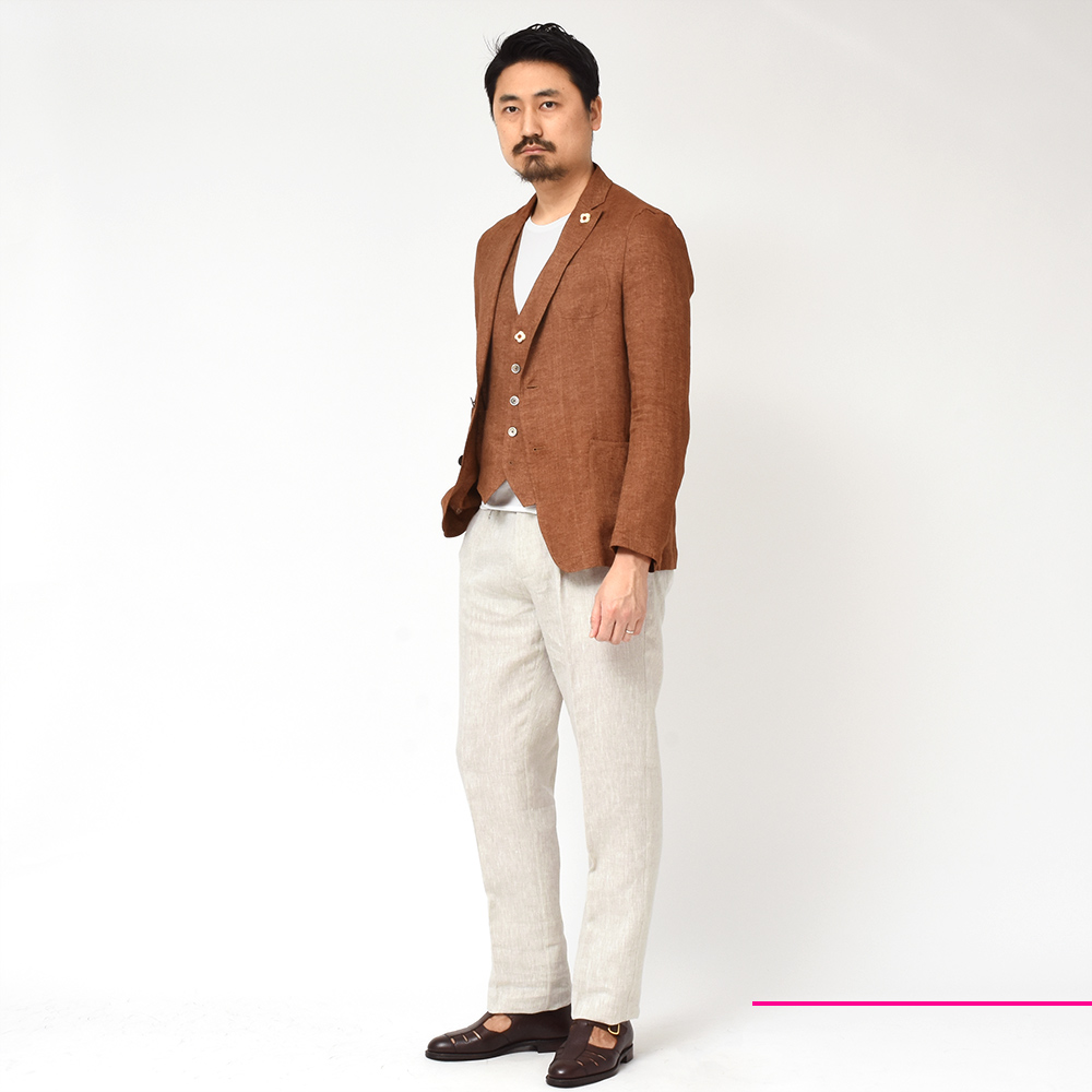 LARDINI リネンコットン3Bツイルシャツジャケット | gamaitalyonline