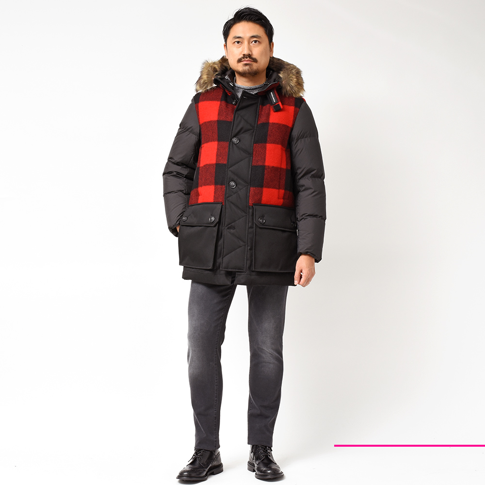 21AW WOOLRICH バッファローチェック オーバーシャツ インナーダウン