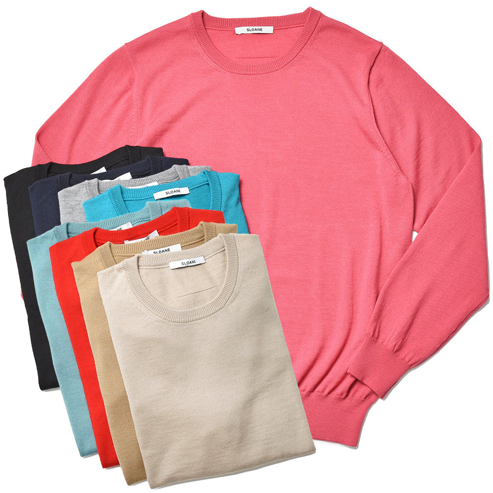 ＜SLOANE＞30G ウール クルーネック ニット