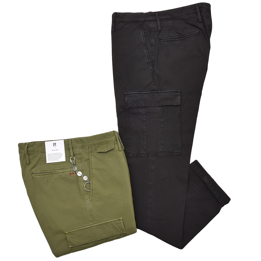 新品 PT TORINO リネン混 カーゴパンツ チノパン 黒 W32 Lサイズ+