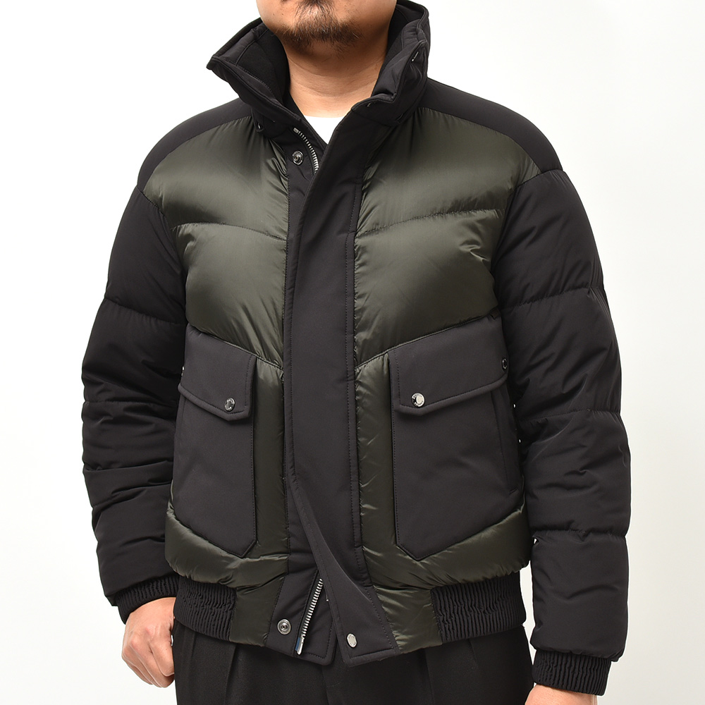 美品 MooRER ムーレー 2020AW ROBERTO-SHK 切替 ナイロン コンビ ジップアップ ダウン ボンバー ジャケット ブルゾン 45882