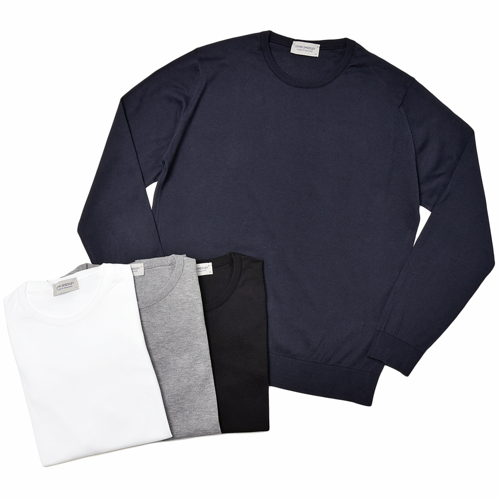 JOHN SMEDLEY ジョンスメドレー クルーネック ニット/HATFIELD シーアイランドコットン 30ゲージ STANDARD FIT メンズ GULFBLUE