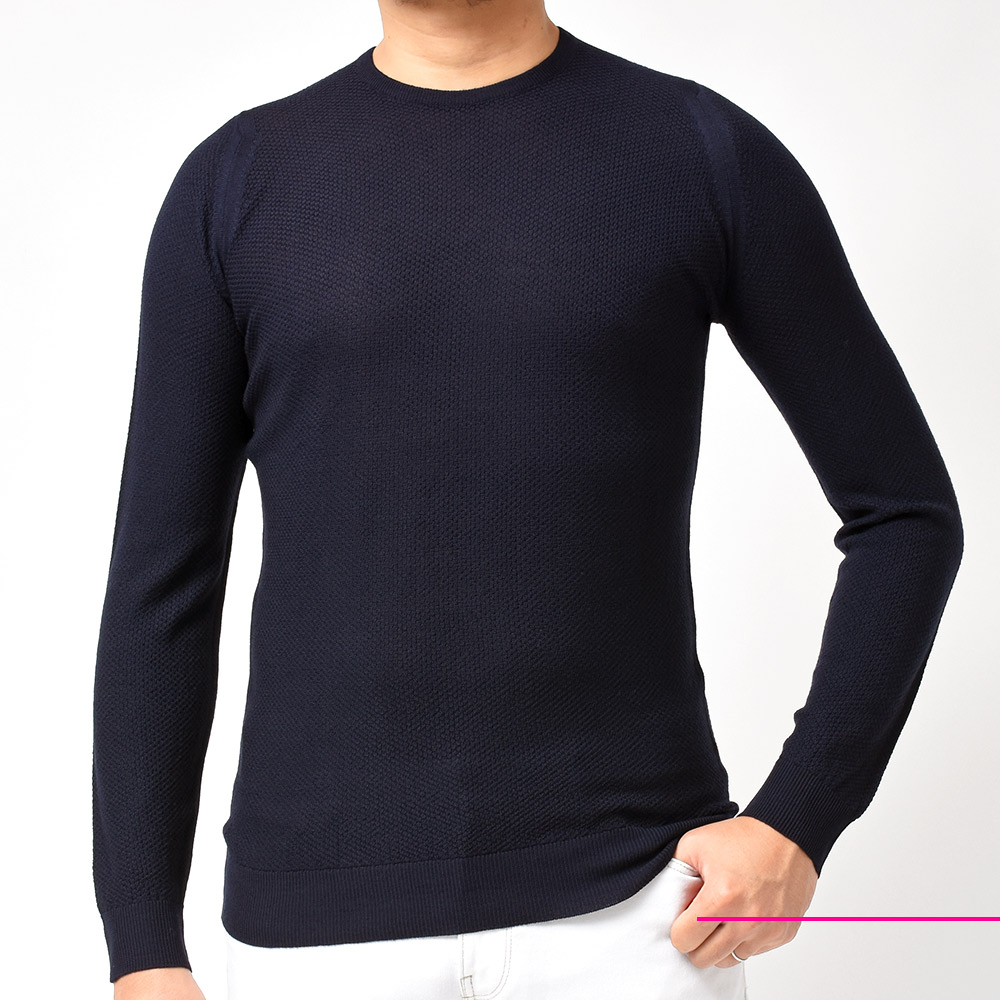 【新品】JOHN SMEDLEY クルーネックニット XL ブラック ２４ゲージ