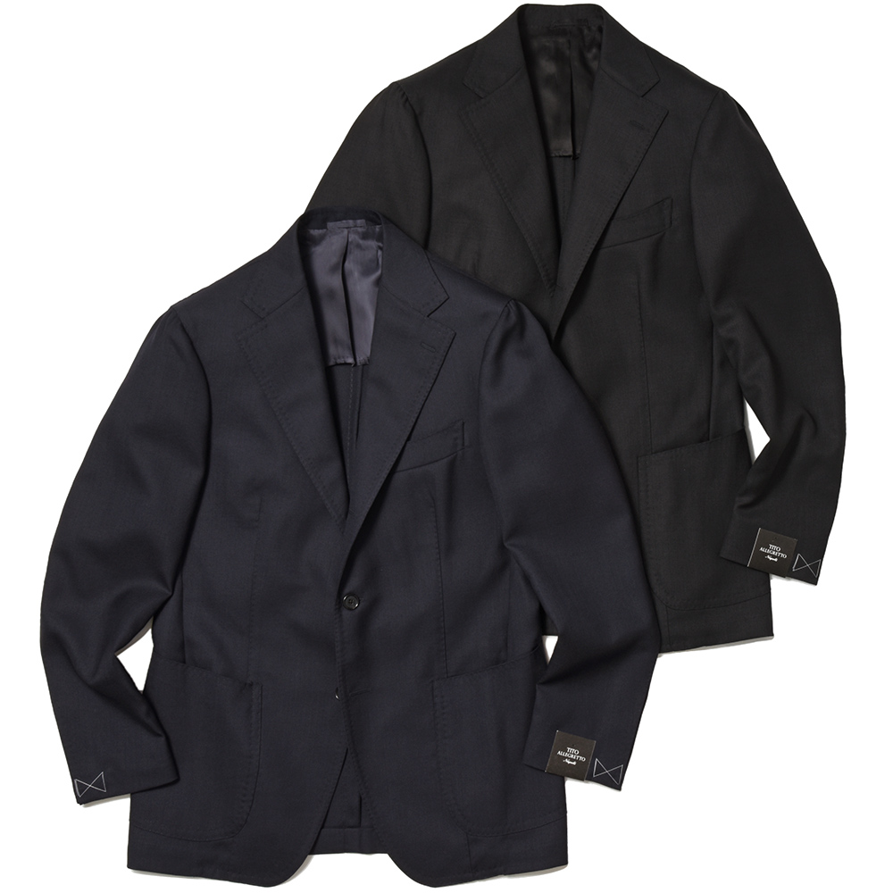 RING JACKET】 WOOLホップサック シャドウストライプ 3Bスーツ-