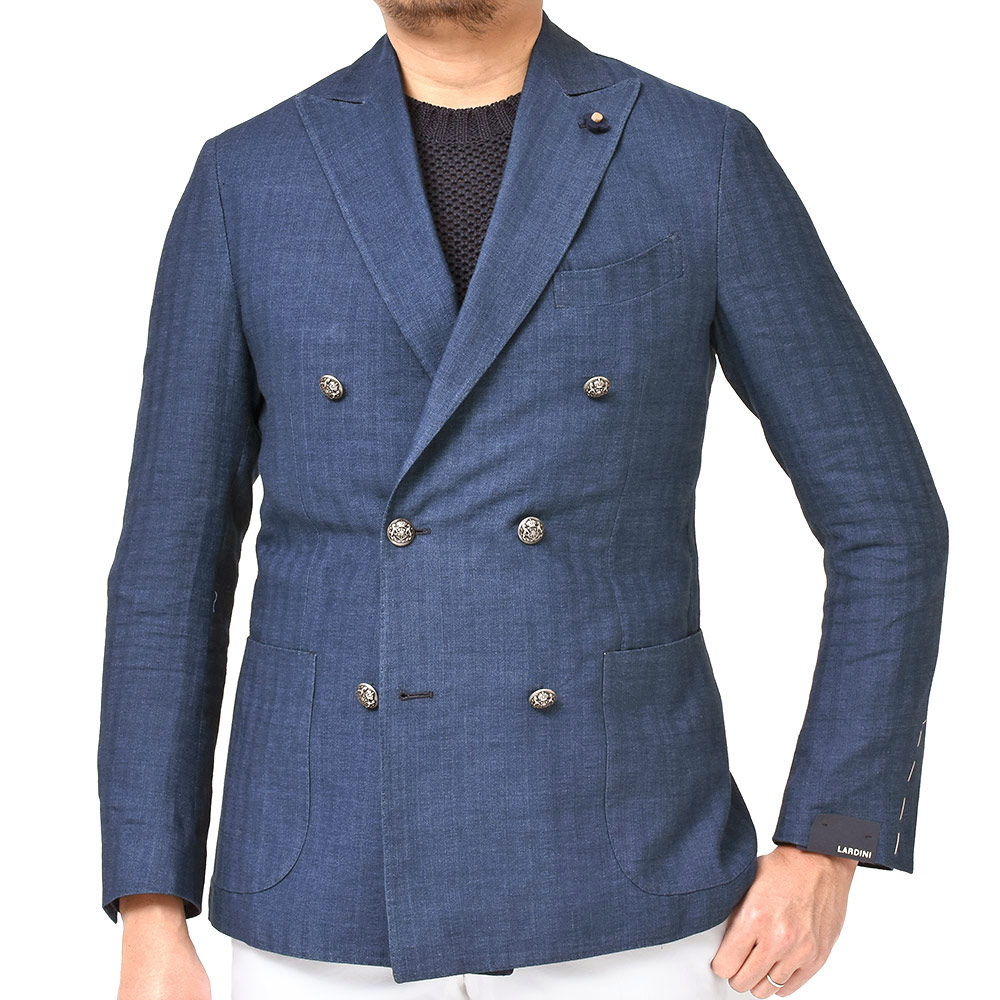 【美品】ラルディーニ lardini インディゴデニムカラーダブルジャケット50