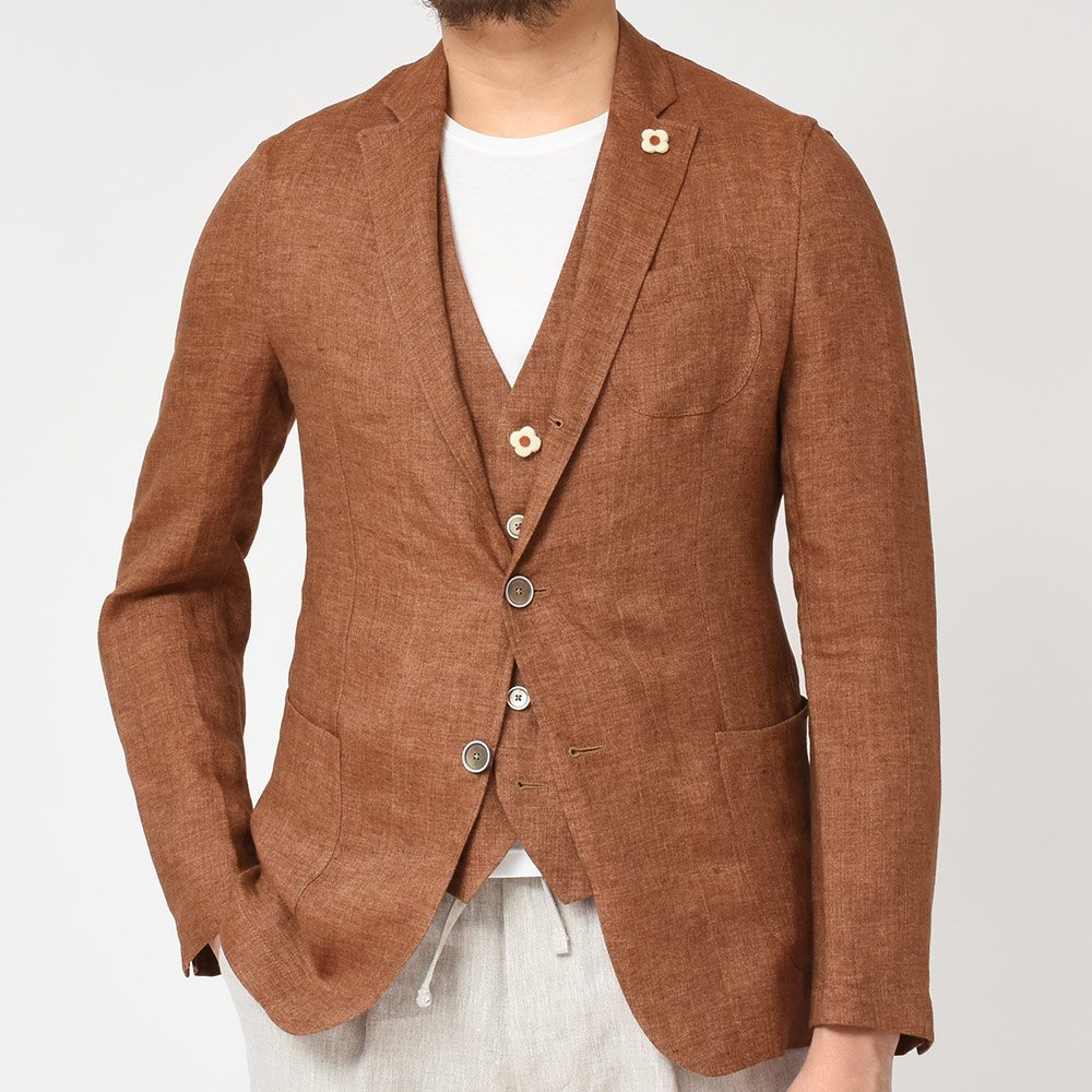 LARDINI リネンコットン3Bツイルシャツジャケット | gamaitalyonline