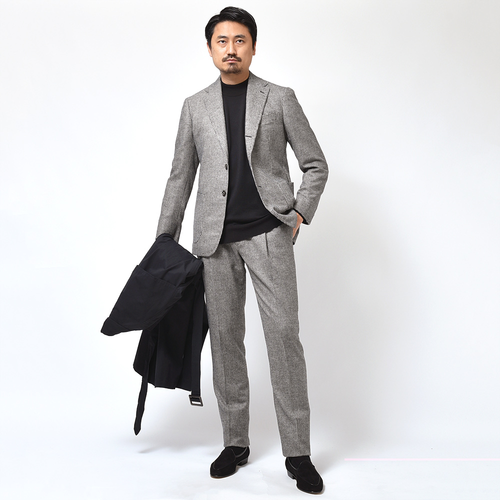 Style Web Magazine  Online Shop ビー・アール・オンライン STILE LATINO  スティレ ラティーノ<br>ウール カシミヤ フランネル ハウンドトゥース セットアップ対応 シングル3Bジャケット VINCENZO