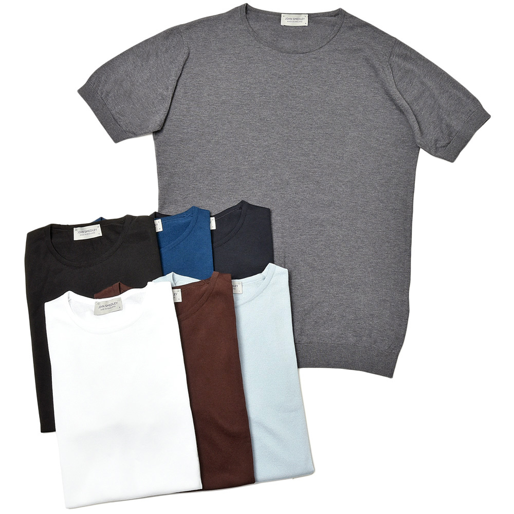 JOHN SMEDLEY ジョンスメドレー クルーネック半袖ニット/BELDEN シーアイランドコットン 30ゲージ STANDARD FIT メンズ GULFBLUE