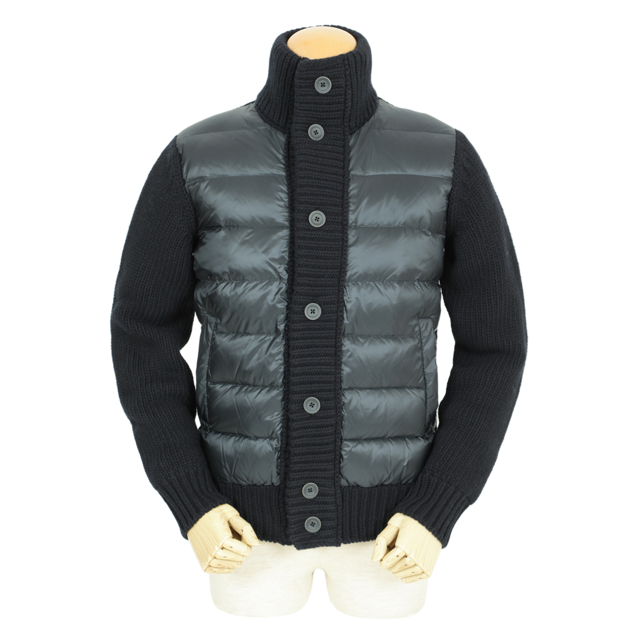 ヘルノ 新品ニットダウンブルゾン ネイビー46 スタンドカラー